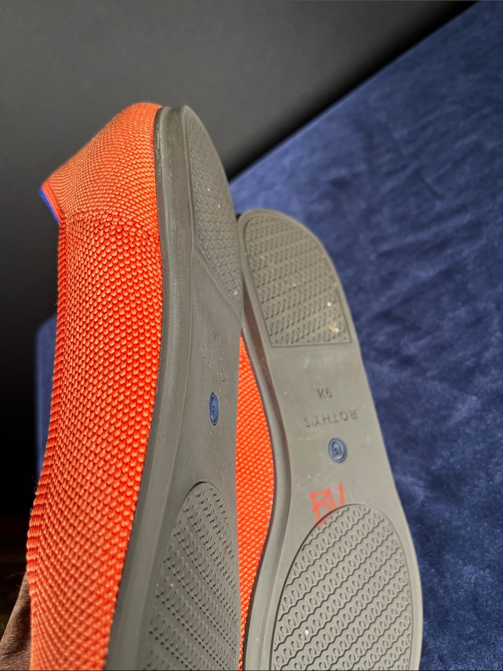 Rothy's Orange Knit Pointed-Toe Flats with Blue Trim Size 9.5 - Picture 8 of 8